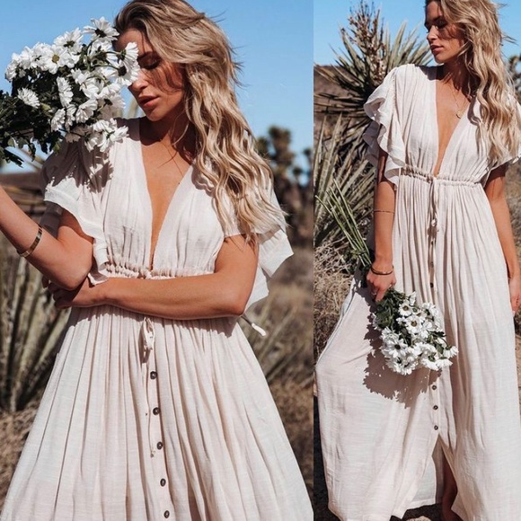 New Bohemian Long White Gauze Maxi Summer Dress - Picture 11 of 11